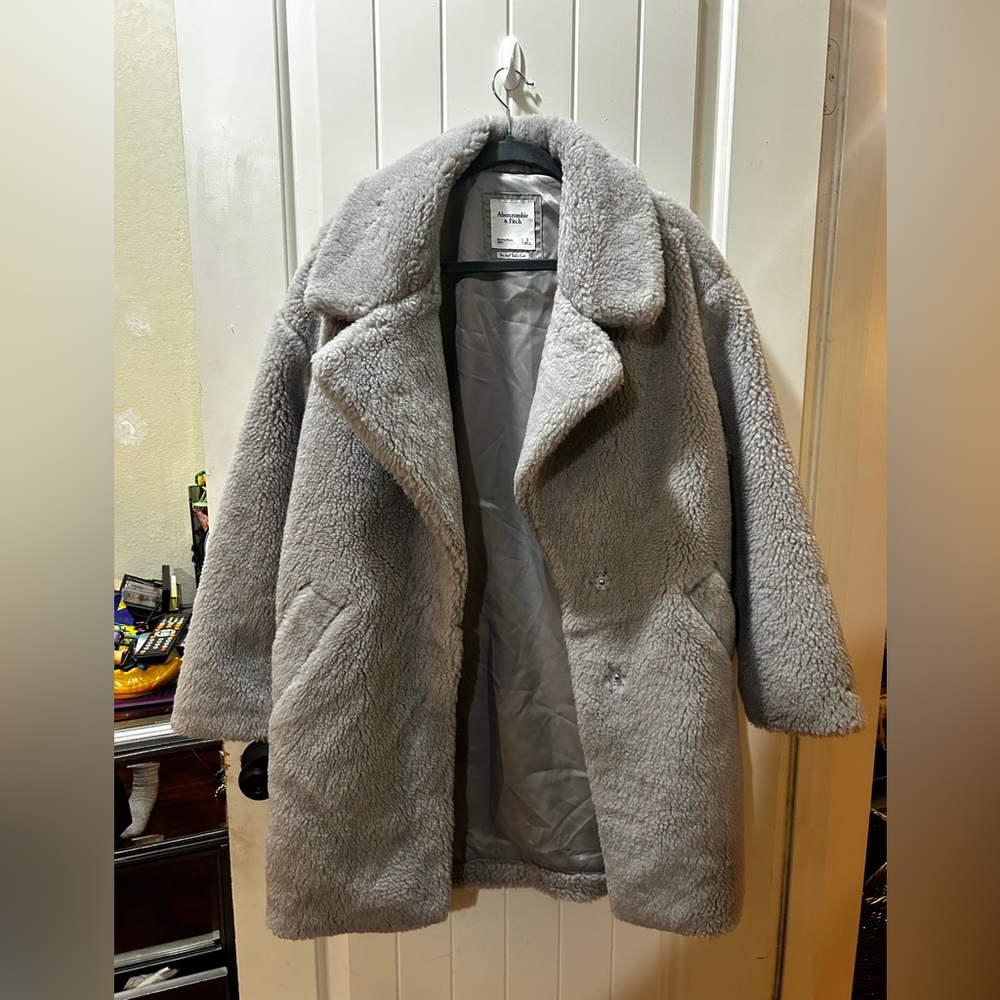 Abercrombie and Fitch Gray Teddy Coat